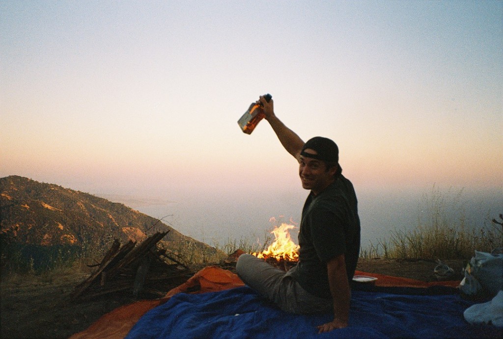 Camping at sunset