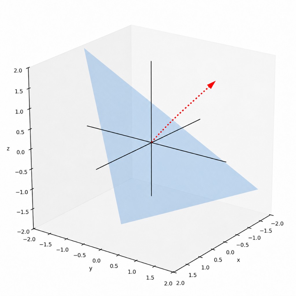 A plane through the origin and an orthogonal vector in the non-negative orthant